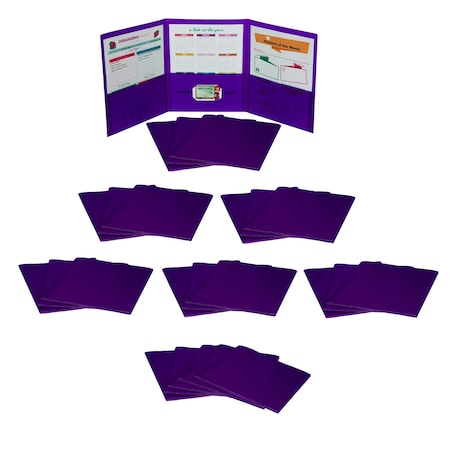 C-Line Products Tri-Fold Portfolio, Heavyweight Poly, Purple, 24PK 33949